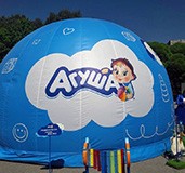 Каркасный купольный шатер "Агуша" диаметром 6,0 м для организации внутри светового шоу для детей